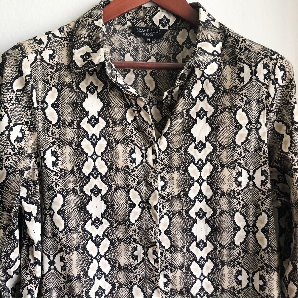 Brave Soul London Megan Snake Print Button Down - image 5